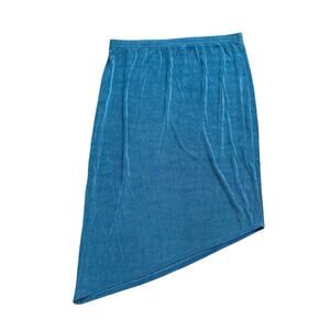 Marallis Pull On Skirt Women Large Blue Slinky Asymmetrical Stretch Vintage